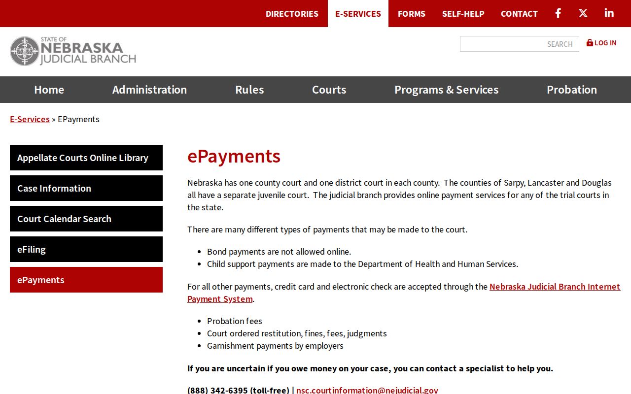 Nebraska ePayments scope and bond-payment exclusion